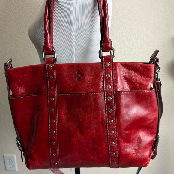Patricia Nash Carducci Ochre Handbag Distressed Red Leather Purse Long Strap - Picture 9 of 16